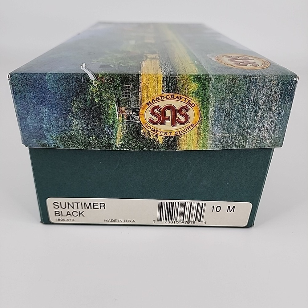 SAS Women's Size 10M Black Leather Tripad Comfort Suntimer Sandal Shoes‎ W/ Box - Picture 8 of 9